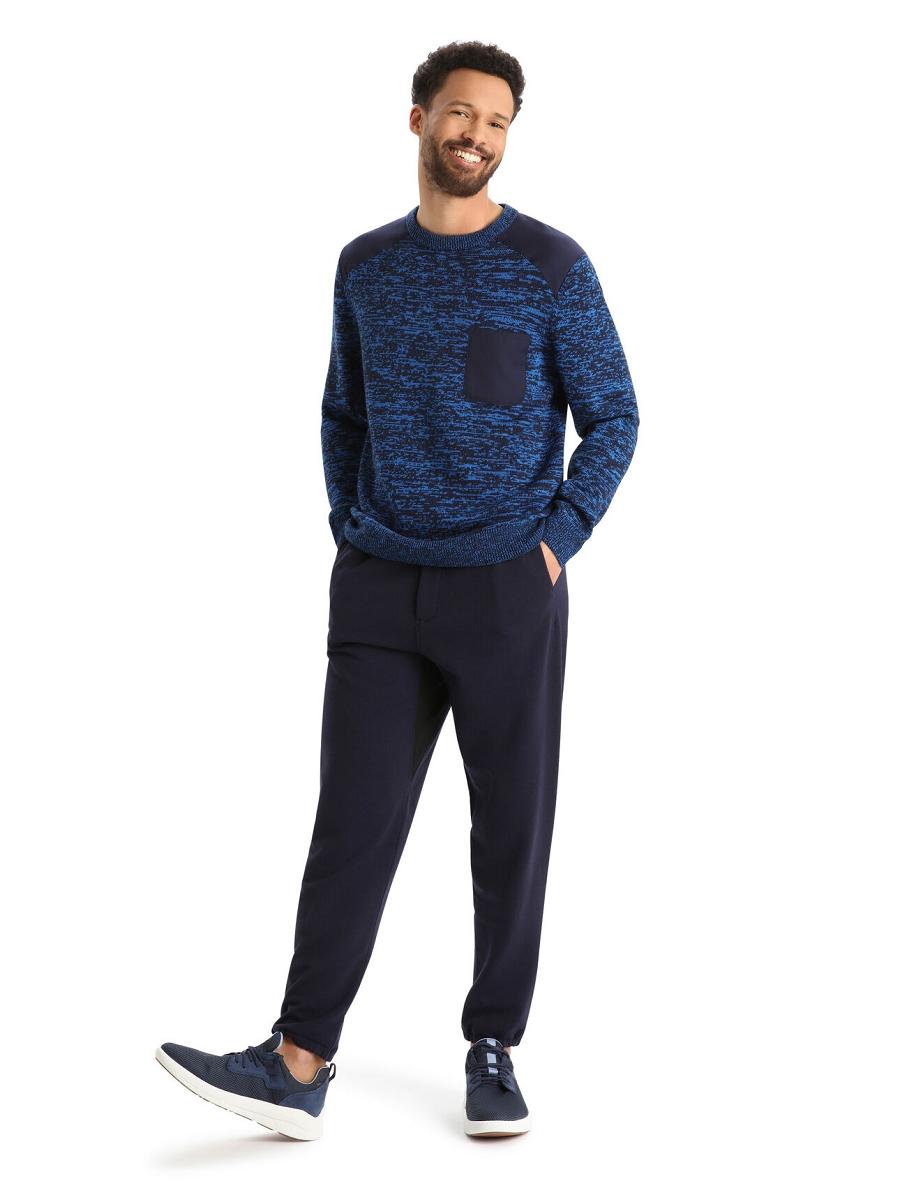 Men's Icebreaker Merino Barein Crewe Sweaters Midnight Navy / Lazurite | CA 1729EBCX